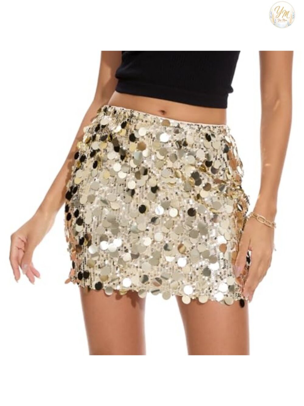 Sequin Mini Skirt Bodycon Stretchy Glitter Party Night Out